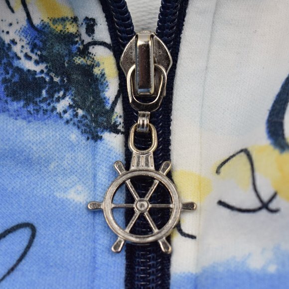 Allison Daley 3/4 Sleeve Full Zip Jacket Nautical Pattern Size PL Gently Used - Picture 5 of 6